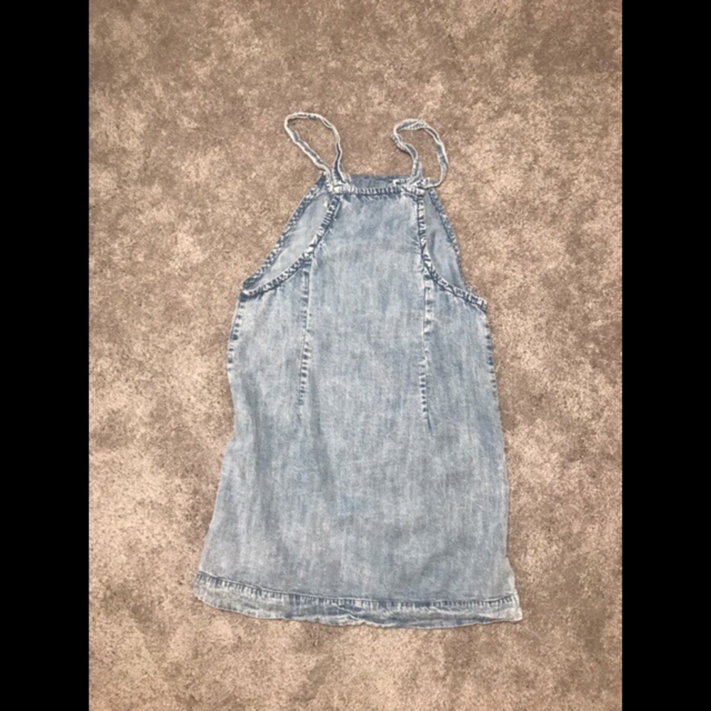 ••Donated••Skies Are Blue • Jean Overall Dress - Picture 2 of 4